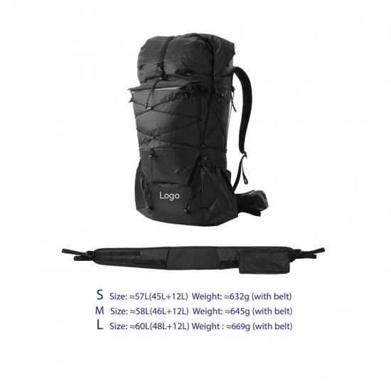 Customized Outdoor Waterproof Lightweight Dyneema Composite Fabric Travel Trekking Camping Hiking Backpack High-capacity Bag