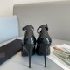 New High-quality Black Leather Women's High Heels, Patent Leather Metal Pointed-toe Slender Single Shoes