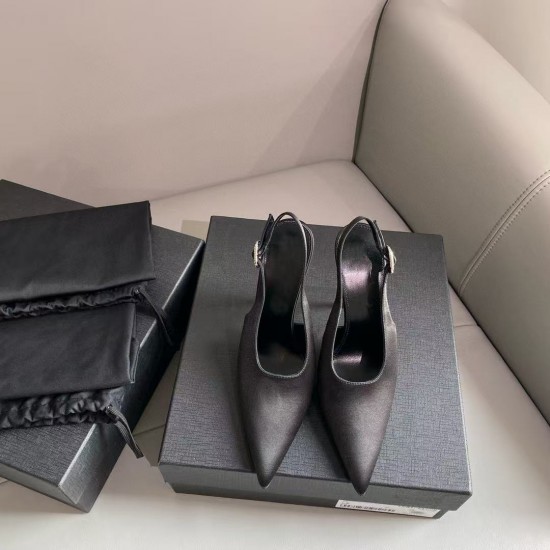 New High-quality Silk High-heeled Women's Shoes with Rhinestone Buckles and Thin Heels