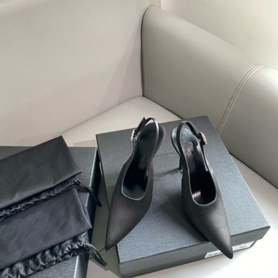 New High-quality Silk High-heeled Women's Shoes with Rhinestone Buckles and Thin Heels