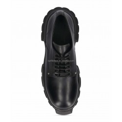 Round Toe Calfskin Derby New With Tags Leather Platform Business Dress Shoes Black Hollywood Lace up Bozo Tractor Derby Shoes