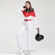 Women's New One-Piece Ski Suit with Double-Board Zipper Closure Warm Hooded Pants Windproof and Waterproof Slimming Waist