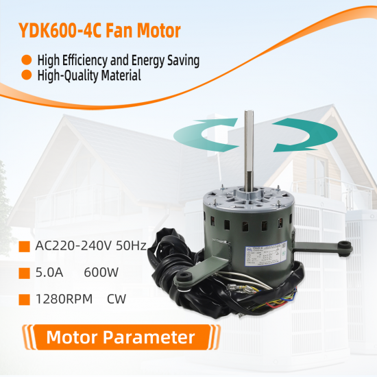 YDK600-4C YDK600-4H8 AC220-240V 50HZ 5.0A 1280RPM 600W CW FCL Parts for Air Conditioner Fan Motor