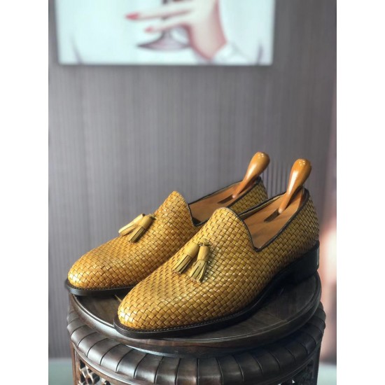 Cie ML32 Fashion Handmade Goodyear Welted Leather Outsole Shoes Woven Leather Tassels  Loaferr for Men