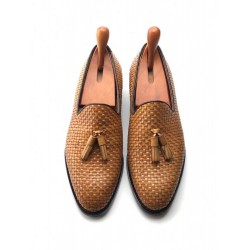 Cie ML32 Fashion Handmade Goodyear Welted Leather Outsole Shoes Woven Leather Tassels  Loaferr for Men