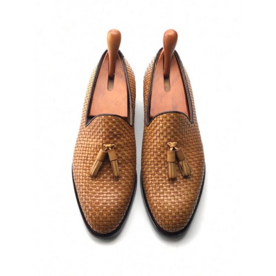 Cie ML32 Fashion Handmade Goodyear Welted Leather Outsole Shoes Woven Leather Tassels  Loaferr for Men
