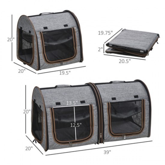 DB Large Pet Travel Bag Adjustable Breathable Cat Carrier for Cats Dogs Portable Foldable Oxford Polyester Animal for Hiking