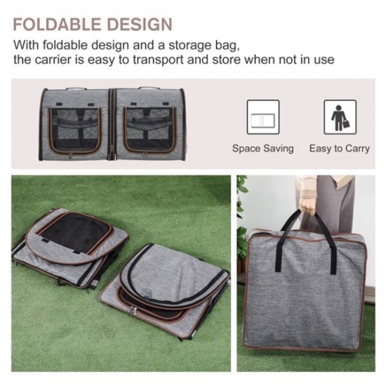DB Large Pet Travel Bag Adjustable Breathable Cat Carrier for Cats Dogs Portable Foldable Oxford Polyester Animal for Hiking