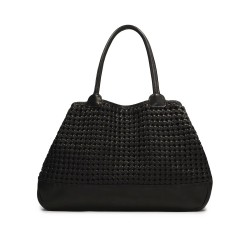 High Quality Unique Design Fashion Genuine Leather Handbag Braid Leather Shopper Bag Open Closure for All Season Solid Color