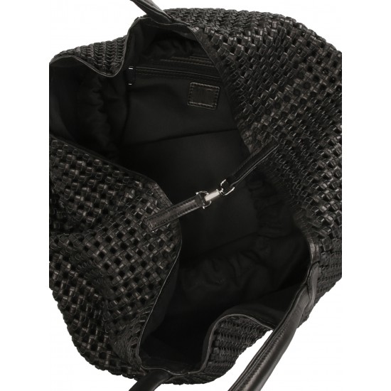 High Quality Unique Design Fashion Genuine Leather Handbag Braid Leather Shopper Bag Open Closure for All Season Solid Color