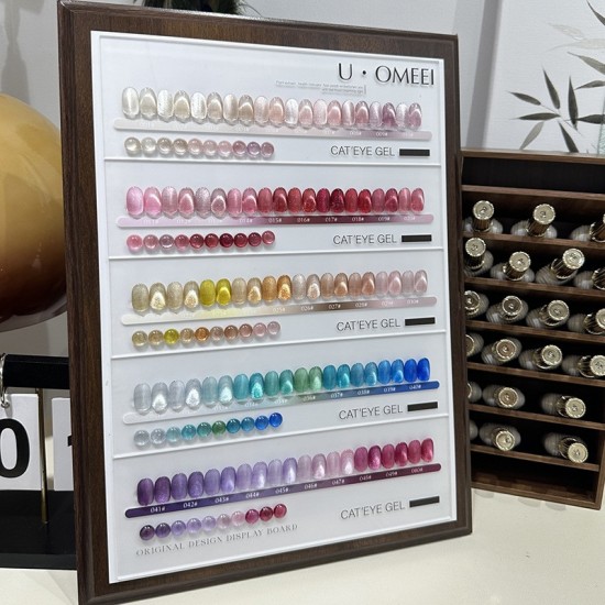 UOMEEI50 Versatile All-Season Water Base Nail Polish Gel Delicate Cat's Eye 50 Color Suit LED for DIY Enhancement Glass Bead