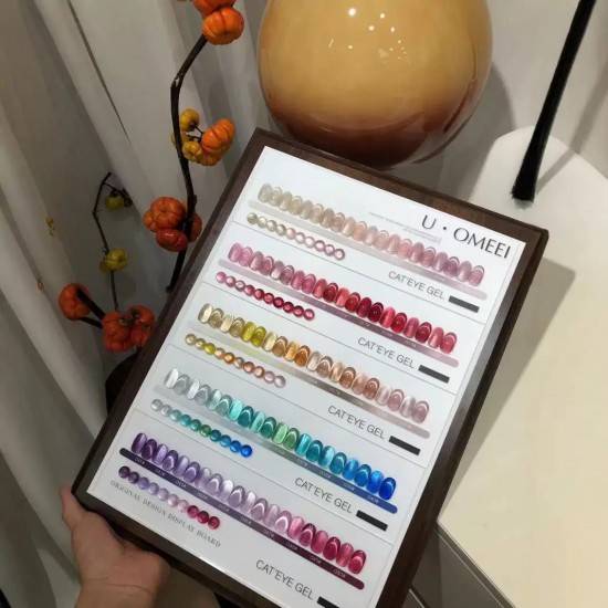 UOMEEI50 Versatile All-Season Water Base Nail Polish Gel Delicate Cat's Eye 50 Color Suit LED for DIY Enhancement Glass Bead