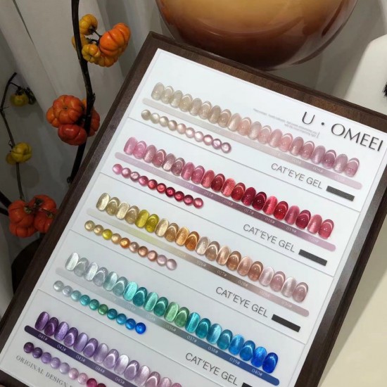 UOMEEI50 Versatile All-Season Water Base Nail Polish Gel Delicate Cat's Eye 50 Color Suit LED for DIY Enhancement Glass Bead