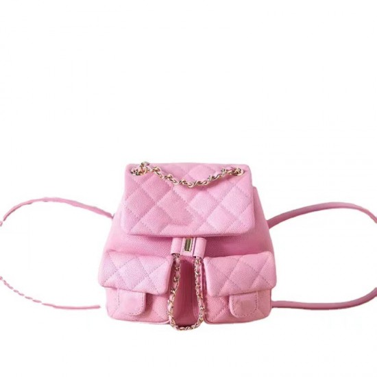 High Version Women's Mini Schoolbag Genuine Leather Frog Backpack Cover Closure Small Fragrant Duma Sheepskin Fashionable Bag