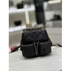High Version Women's Mini Schoolbag Genuine Leather Frog Backpack Cover Closure Small Fragrant Duma Sheepskin Fashionable Bag