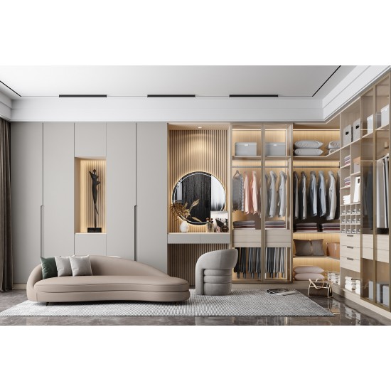 2025 Contemporary Wardrobe Bedroom Furniture Set Custom Armoire Walking Closet Cloakroom