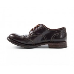 Italian-Made High Quality Oxfords Derby Shoes Leather Laced with Closed Toe and Solid Pattern Lace-Up Closure