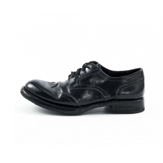 Italian-Made High Quality Oxfords Derby Shoes Leather Laced with Closed Toe and Solid Pattern Lace-Up Closure