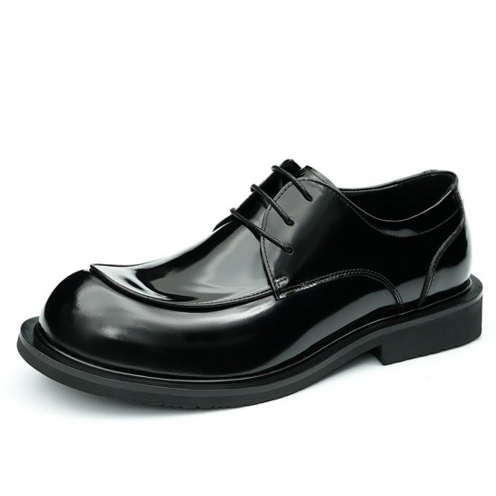 Design Leather Shoes - Men's High-quality Genuine Leather Shiny Finish Large-head Business Casual Shoes