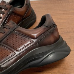 2025 New for Men Genuine Top Layer Cow Leather Casual Sneakers with Breathable Sole and Sporty Design for All-Day Comfort