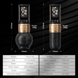 Ambition Ninja Max 280 Brushless Motor 2.4-4.5mm Adjustable Stroke Professional Wireless Tattoo Machine Pen Gun for Body Art