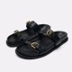 Buckles Metal New Style Strap Open Toe Fashion Mules Thick Bottom Summer Shoes Women slippers Sandals Flats 2024 for Ladies