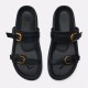 Buckles Metal New Style Strap Open Toe Fashion Mules Thick Bottom Summer Shoes Women slippers Sandals Flats 2024 for Ladies