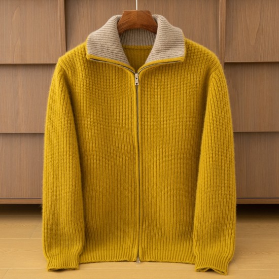 Men's Pure Cashmere Five-Needle Padded Cardigan Coat Casual Oversize XXL with 3D Christmas Print and Logo for Winter Warmth