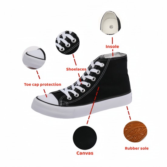 Wholesale Casual Shoes High Top Fashion Classic White Canvas Shoes