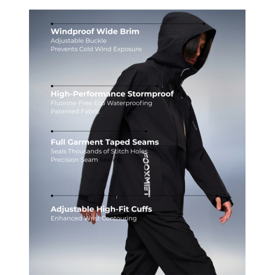 FOOXMET Comfortable  Waterproof Hardshell Jacket Outdoor Tactical Hoody for Snowboarding Hiking Camping Solid Woven Coat