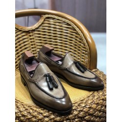 Tassel Loafer Light Brown Men Casual Leather Outsole Breathable Shoe Blake Stitched Custom Color & Size