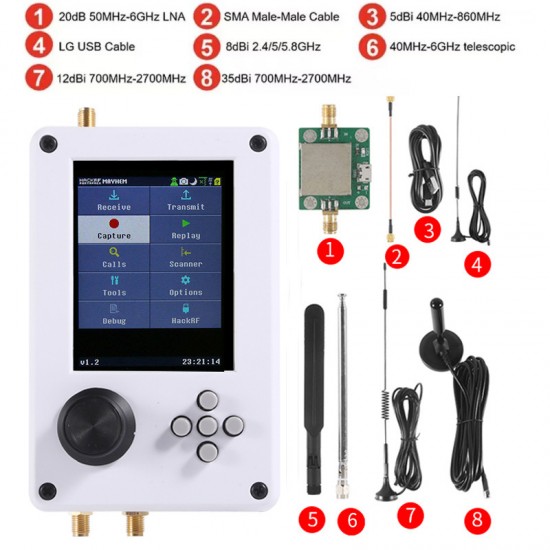 HackRF One with Assembled Portapack H2 Radio Transceiver with SDR Software Development Kit for SDR Receiving
