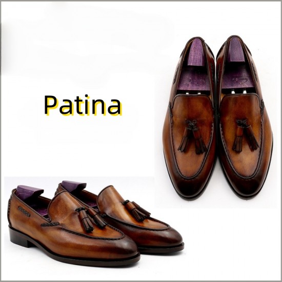 British Handcrafted Men's Loafers Pure Calf Leather Breathable Anti-Slip Casual Shoes with Embroidered Fringe Casual Shoes