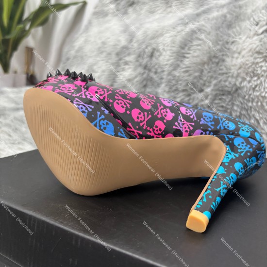 European American Gothic Customized Super High Heels Pumps Water Table Rivet Skull Design Please Contact Merchant for Order