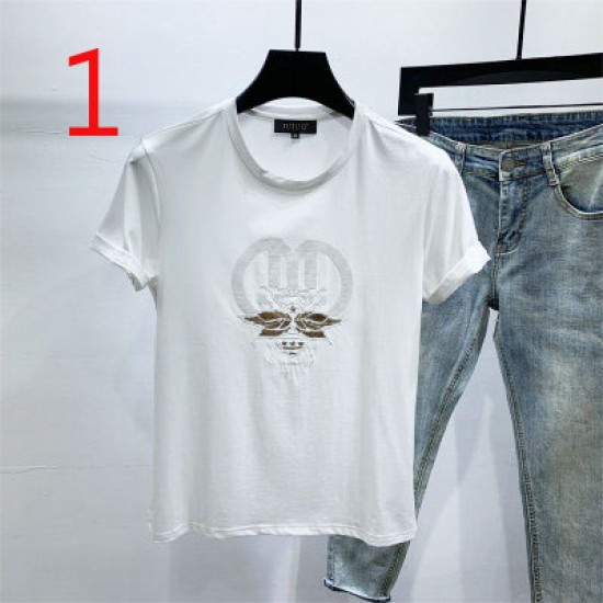 T-shirt 14923 Men's Body Shirt Summer Dress Solid Color Cotton Clothes  Bottoming Shirt Half Sleeve