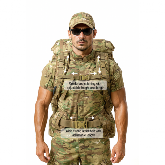 AKMAX FILBE Tactical Backpack Laser-Cut MOLLE MAIN Pack, Multi-Terrain Camouflage, Large Capacity Outdoor Gear Bag