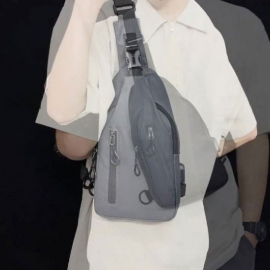 Custom Outdoor Large Capacity Men's Chest Bag With Logo Wholesale Fashion Single Shoulder Crossbody Bag With USB Charging