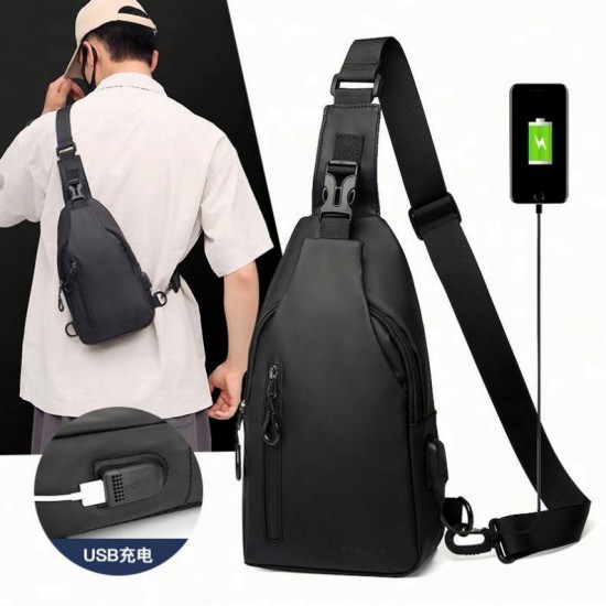 Custom Outdoor Large Capacity Men's Chest Bag With Logo Wholesale Fashion Single Shoulder Crossbody Bag With USB Charging