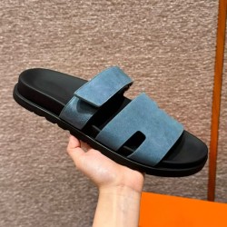 High-quality Luxurious Shoes - H-shaped slippers Made of Genuine Leather, with Original Packaging Included