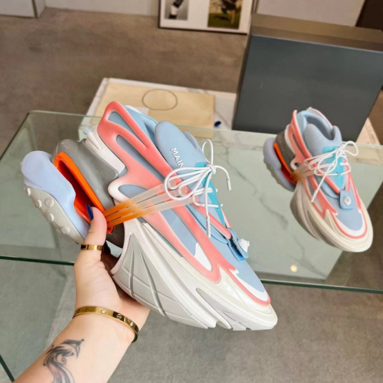 2023 for Balmain Dad Shoes Casual Color Block Sneakers Thick Sole Height Increase Winter Spaceship Space Couple Mesh Lining