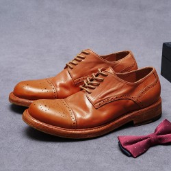 Big Head Business Business Formal Leather Shoes Party Genuine Leather Shoes Goodyear Embossed Handmade Sole Men's Shoes
