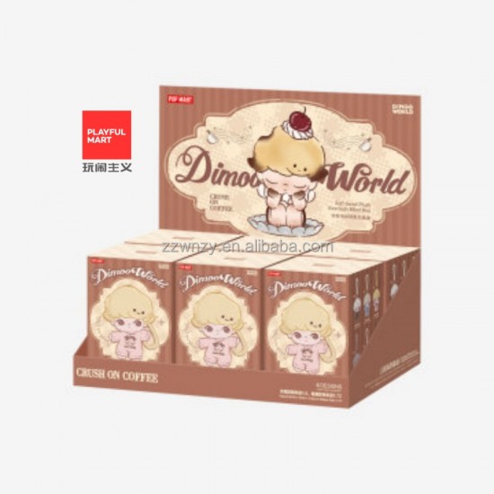 Original Popmart New DlMOO Crush on Coffee Series Soft Faced Plush Keychain Blind Box Plush Keychain Figurines and Ornament