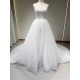 LY-WD0029 Elegant A-Line Ivory Wedding Dress Simple Looking Bridal Lace Skirt with Off-Shoulder Sleeveless for Plus Size Bride