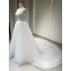 LY-WD0029 Elegant A-Line Ivory Wedding Dress Simple Looking Bridal Lace Skirt with Off-Shoulder Sleeveless for Plus Size Bride