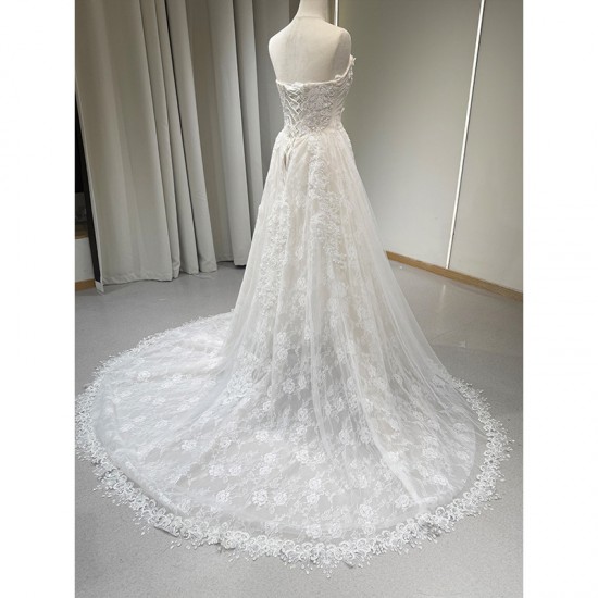 LY-WD0011 Ivory Off-Shoulder Bridal Mermaid Gown Sexy Sleeveless Wedding Dress with Embroidery Decoration Fish Tail Skirt