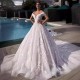 LY-WD0767 Classic Ivory White Bridal Dress Wedding Ball Gowns Chapel Train V-neck Lace Off-Shoulder Sleeveless Plus Size