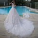 LY-WD0767 Classic Ivory White Bridal Dress Wedding Ball Gowns Chapel Train V-neck Lace Off-Shoulder Sleeveless Plus Size