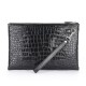 Customized Latest Classy Real Genuine crocodile Belly Skin Leather Black Business Envelope Clutch Bag with Wrist Strap for Men
