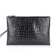 Customized Latest Classy Real Genuine crocodile Belly Skin Leather Black Business Envelope Clutch Bag with Wrist Strap for Men