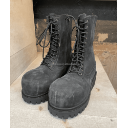 Extra Round Toe Lace up Bootie Distressed Fading Style Unisex Men Dress Shoes Distressing Safety Boots Men Black Stomper Boots